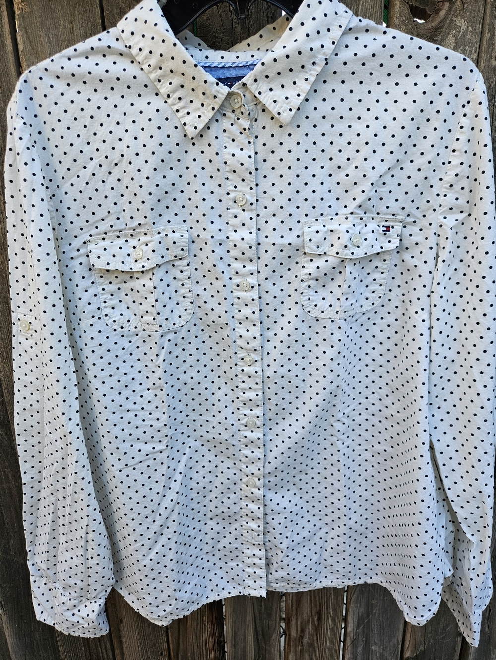 Tommy Hilfiger Polka Dot Button-Up Shirt Women Size XL - Picture 8 of 16
